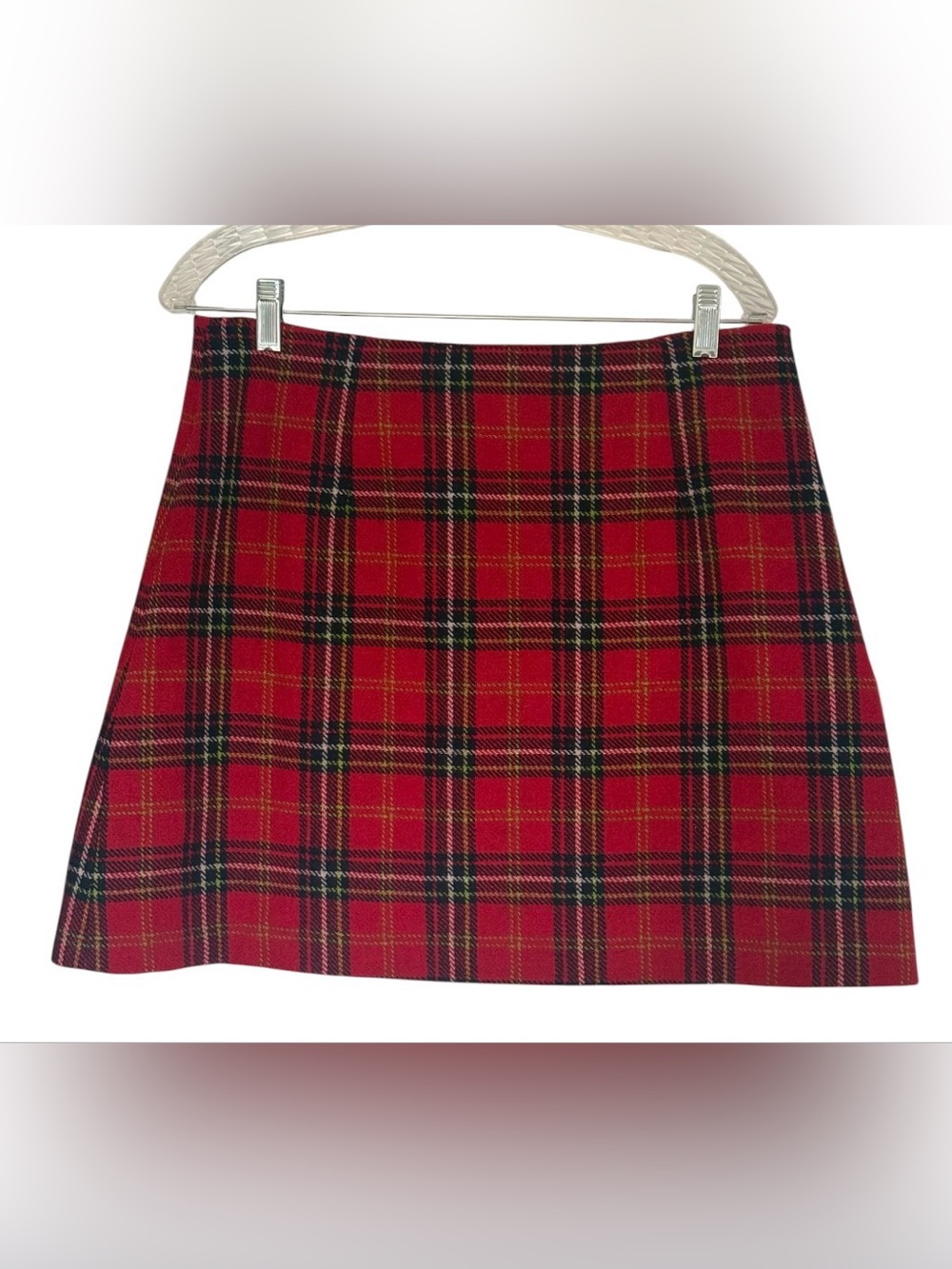 Express Vintage Red Plaid Tartan Wool Blend A-line Mini sz13/14 Academia